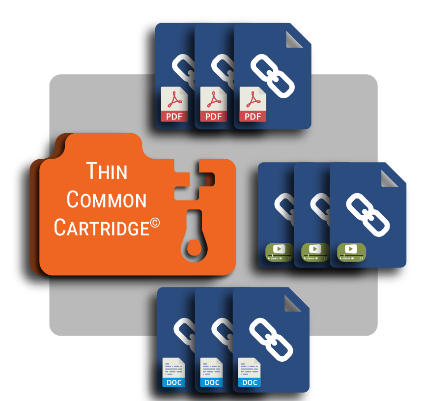 Thin Common Cartridges can contain only LTI Links, weblinks and metadata.