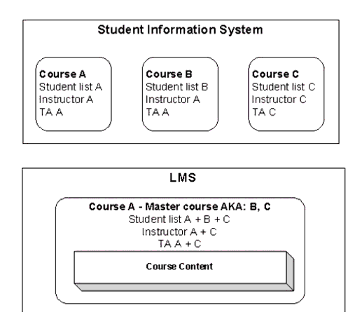 Cross-listed courses structure example