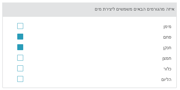A sample choiceInteraction item in Hebrew showing the possible checkboxes on the left with the 
              answers justified to the right. The question is right justified at the top.